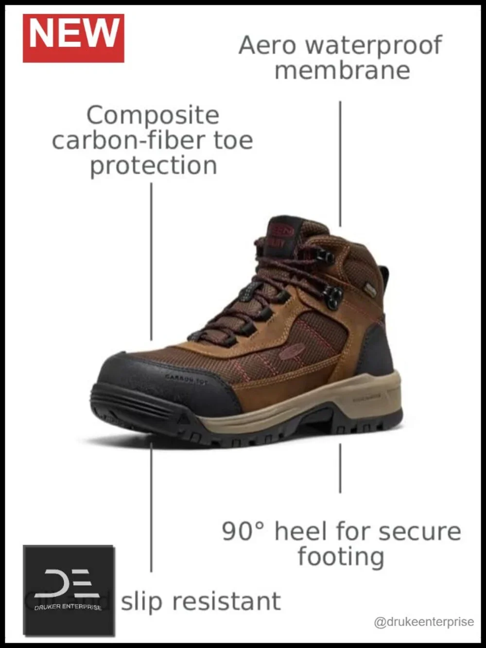 Waterproof Leather Work Boots, Carbon Toe, Lace-Up, EH Rated, Women's